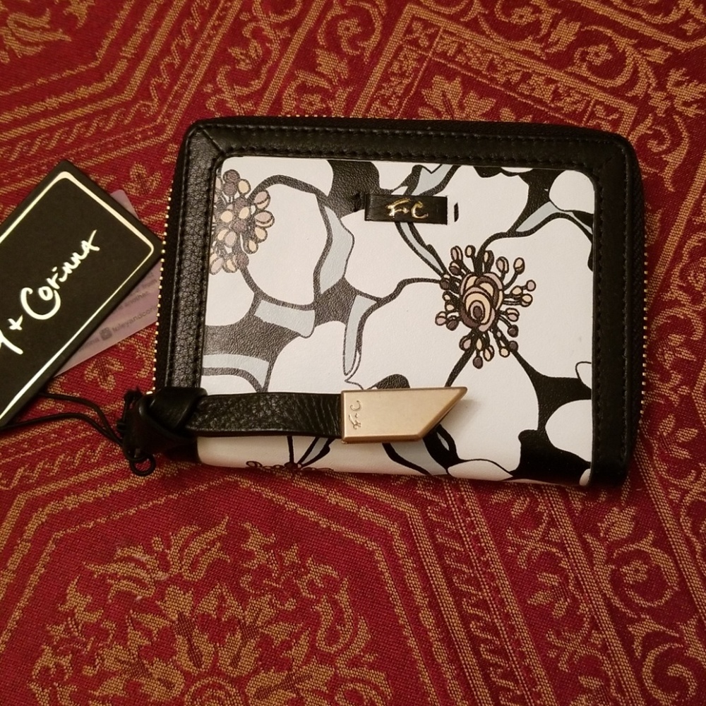 Foley +Corinna leather wallet, floral Nwt